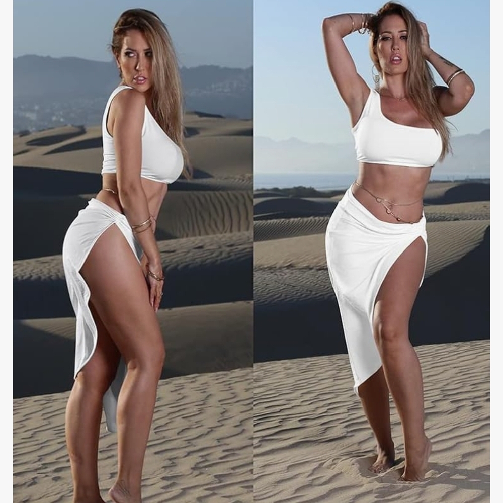 Elegant White Two-Piece Swim Set